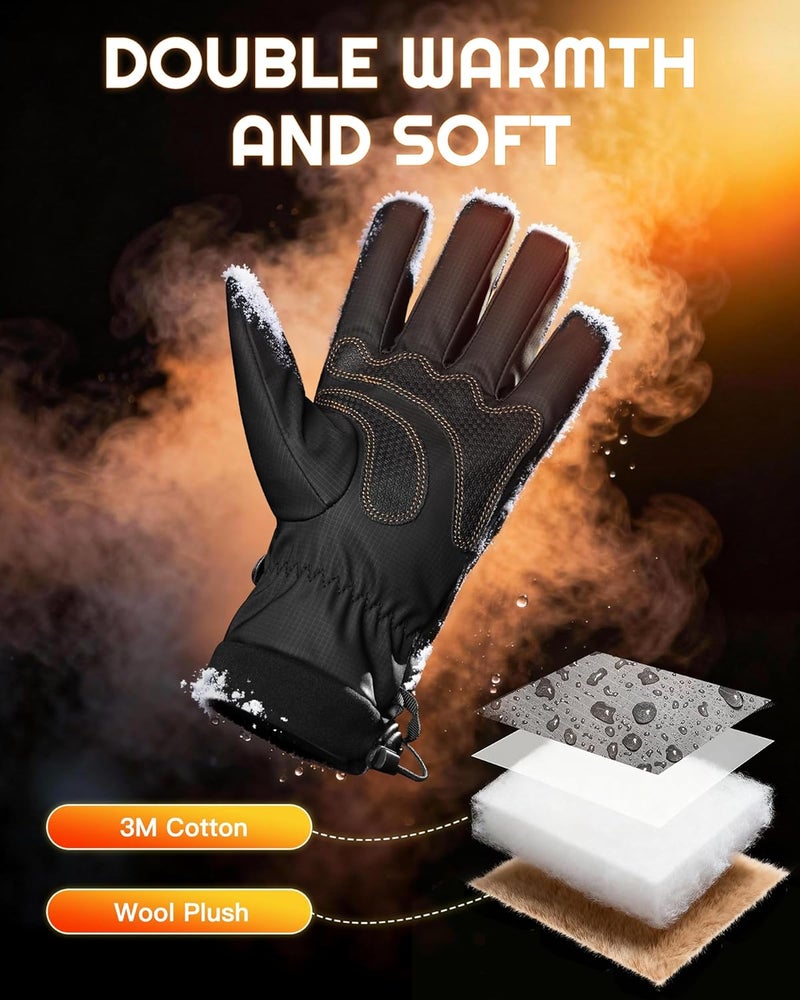 AXEVMEN Winter Gloves Waterproof Ski Snow Warm Gloves for Women Men, Windproof Cold Weather Warm Thermal for Driving Cycling - Image 2